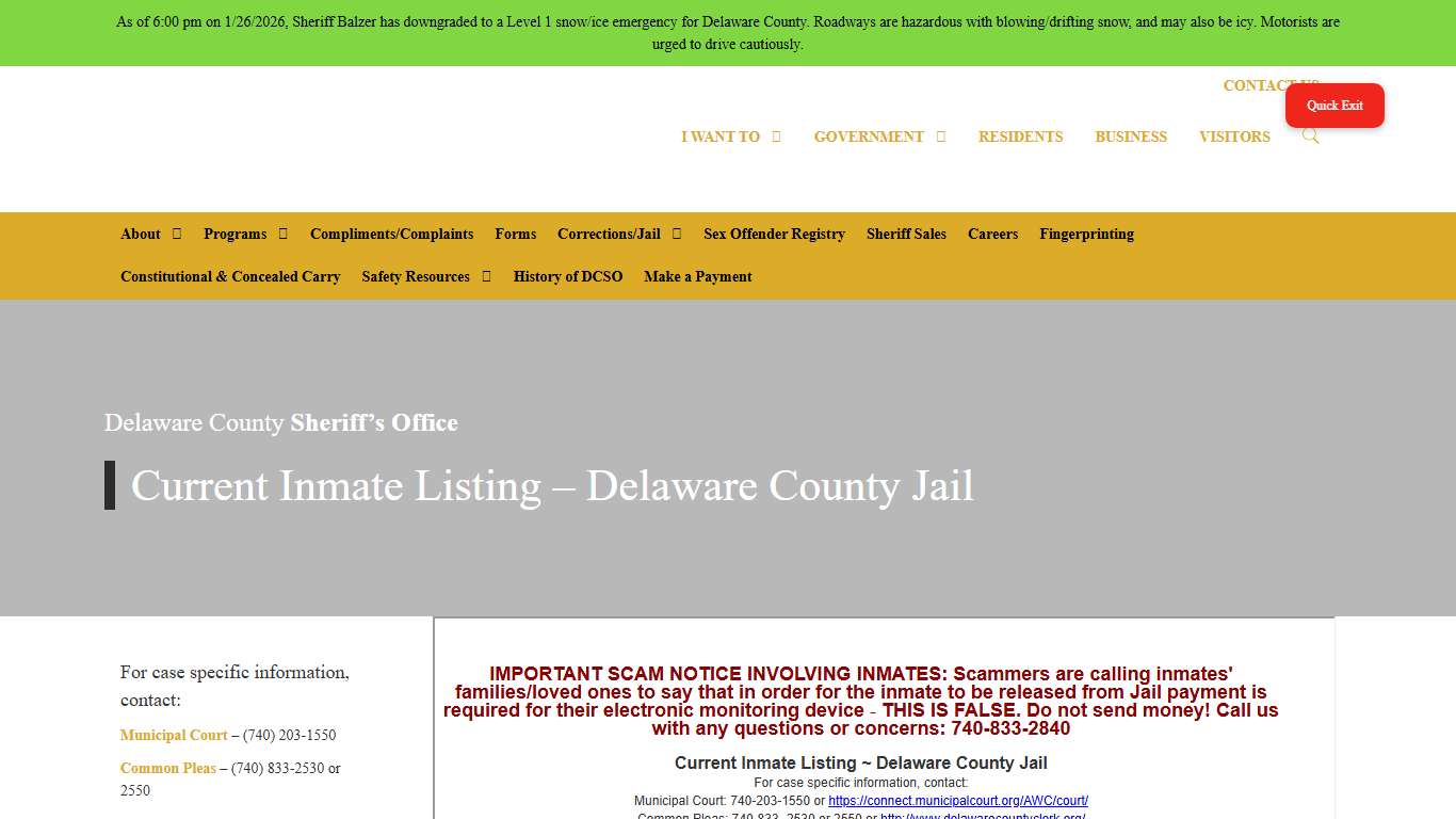 Current Inmate Listing - Delaware County Jail - Sheriff